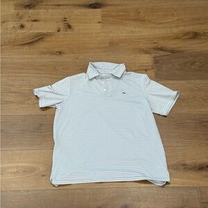Vineyard Vines Gray and White Striped Polo Shirt